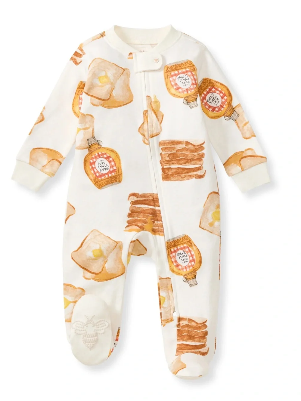 Burt's Bees Baby Cream Toast & Maple Syrup Print Footed One-Piece